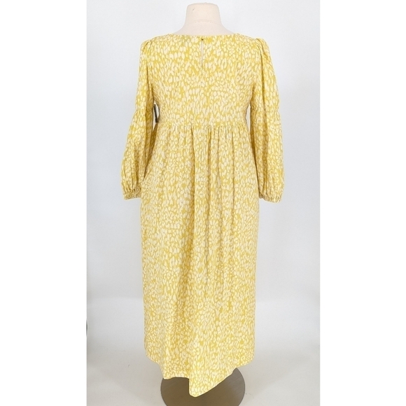 Who What Wear Animal Print Midi Dress Yellow White XL cottagecore retro preppy - Picture 2 of 8